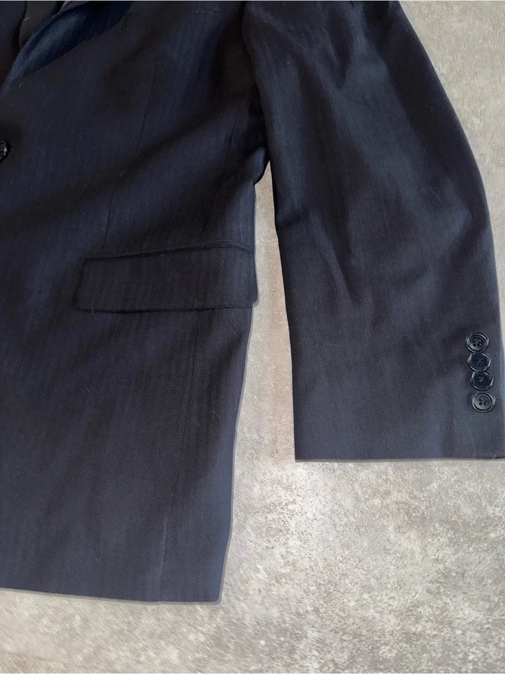Brooks Brothers 346 Stretch Wool Blazer Sport Coat 43R Black Herringbone 2 Btn